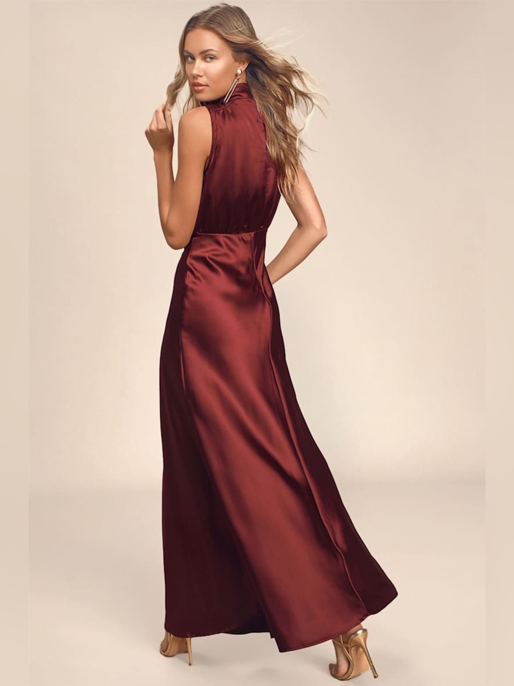 Lulus Classic Elegance Wine Satin Maxi Dress - Picture 2 of 11